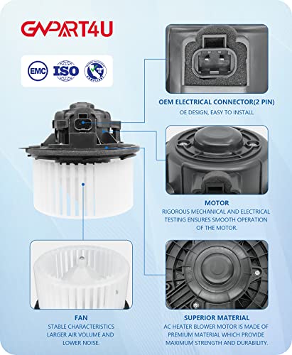Gvpart4U Blower Motor 22741027 Front 2007 2008 2009 2010 2011 2012 2013 2014 Chevy Tahoe Silverado Avalanche Suburban, 2003-2014 Gmc Yukon Sierra, Cadillac Escalade Without Automatic Climate Control #TOP3