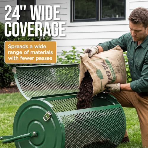 Image of Best Choice Products Compost Spreader, 24-Inch Peat Moss Spreader, Heavy-Duty Steel Lawn & Soil Spreader for Topdressing, Sand, Manure & Mulch, Adjustable T-Handle