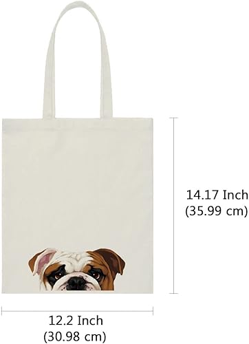 Vista 183 de WIRESTER Bolsa de lona para mujeres y niñas, bolsa de playa, comestibles y viajes, lindo perro