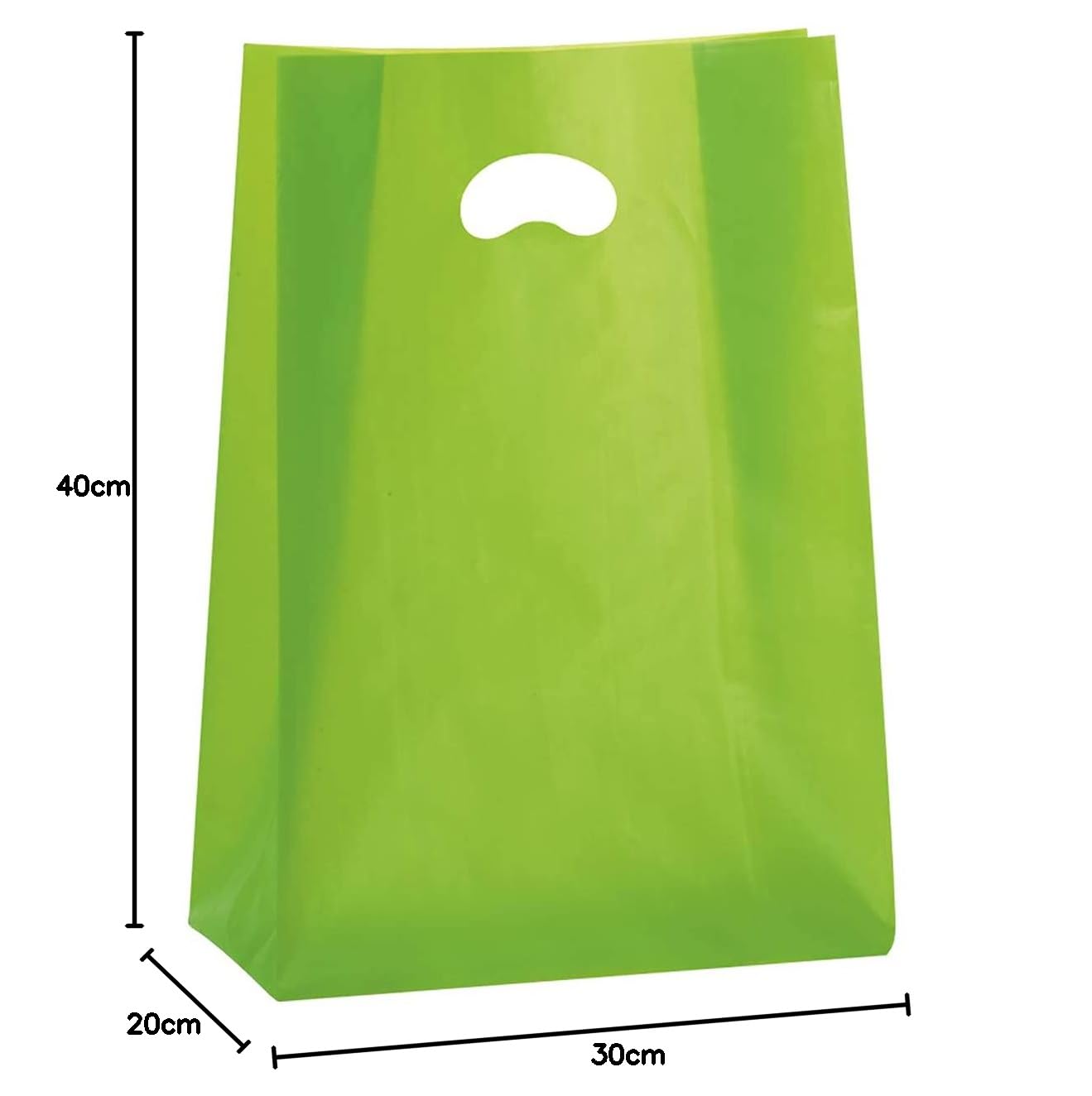 Shopper in Plastica con soffietto e manico a fagiolo (35 x 50cm - 100pz Verde Pistacchio)