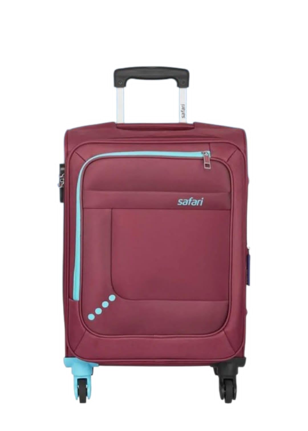 Safari Star 4-Wheel Trolley Suitcase, Small/Cabin Size, Maroon with Blue Accents, Lightweight Travel Luggage-image-38