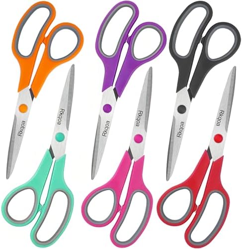 Scissors, 6 Pack 8" All Purpose Stainless Stee Scissor for Everyday Use