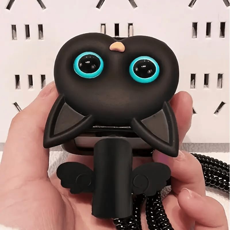 Image of skysia Charger Protector and Cable Protector for iPhone (18W-20W) - 3D Cute Pattern, Data Line Wire Saver, Full Protection Cover 4 in 1 - Multicolored (One Piece) (Black Cat Big Eyes)