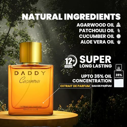 Image of Casanova Extrait De Parfum for Men | Premium Long Lasting Perfume with Honey, Tobacco, Vanilla & Aromatic Notes | Sweet Spicy Masculine Fragrance | Up to 12+ Hours | 50 ML
