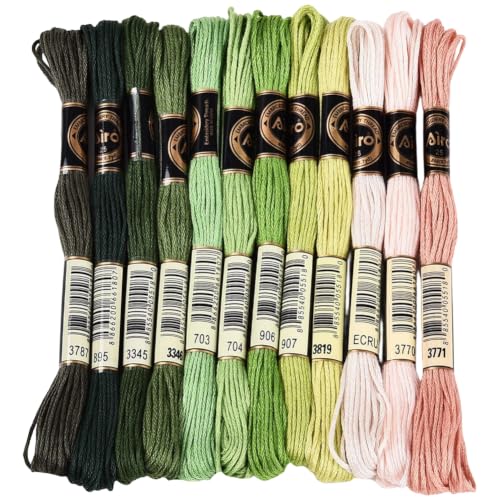 Image of 12 Skeins 105 Yards Green Friendship Bracelet String for Jewelry