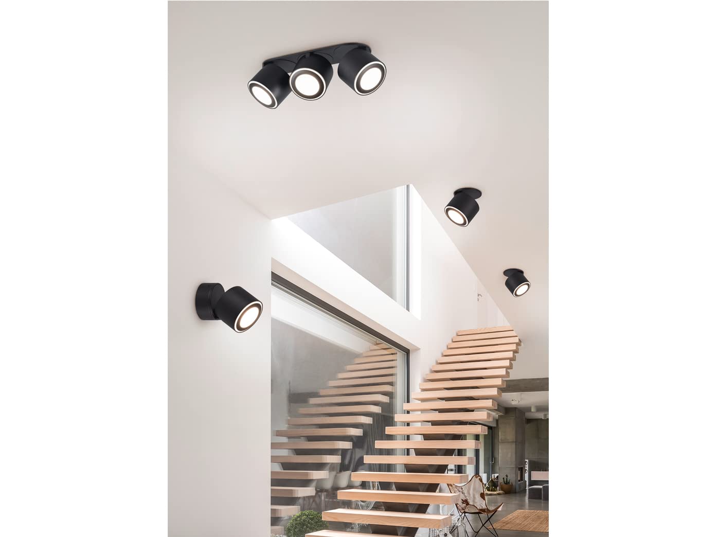 Trio Leuchten LED Deckeneinbau u. Aufbauleuchte Taurus 652910231, Metall Weiß matt, inkl. 2x 3.5 Watt + 2x 1.5 Watt LED