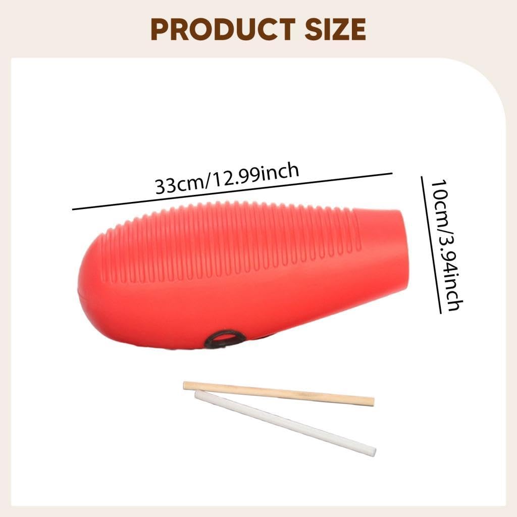Guiro a Pesce Strumento a Percussione Shaker Professionale Musicale Ritmica per Suono Nitido Adatto per Esplorazione Musicale E Formazione Ritmi, rosso
