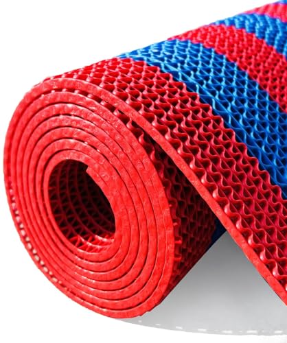 Image of Double Colour Anti Skid & Multipurpose /Bathroom Mat /Shower Mat /Carpet /Rugs /Rainmat /Swimming Pool Mat|Waterproof Doormat for Indoor /Outdoor Home Office Entrance| (Blue-Red, 2x15Ft)