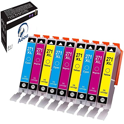 271 Ink Cartridges, Aoou 9 Pack Compatible CLI-271XL CLI-271 XL CLI271XL CLI 271 XL Ink Cartridge for Canon PIXMA MX922 MG7720 TS8020 TS9020 Printe (3 Magenta 3 Cyan 3 Yellow) 9 Pack