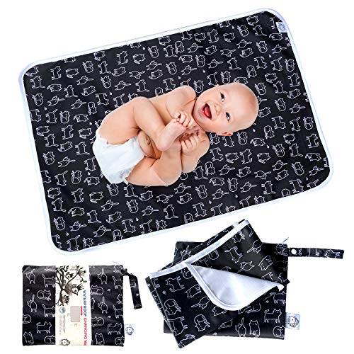 Flockthree Waterproof Baby Diaper Changing Pad with Storage Bag (28.7' X 19.7') Washable Wipeable Reusable Leak Proof Diaper Travel Mat Station...