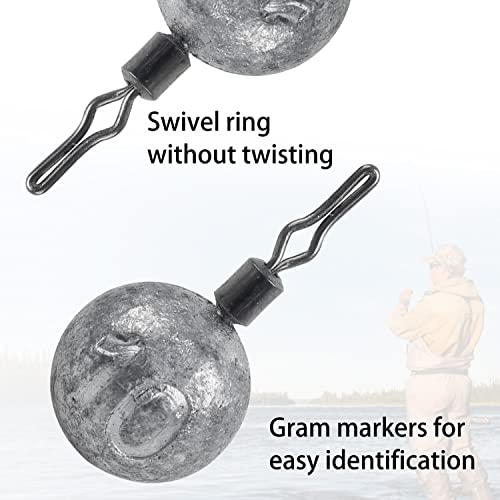 Image of Ball Weights Drop Sinkers Fishing, 20PCS Round Fishing Weights Sinkers Casting Drop Shot Weight Swivels for Bass Fishing Saltwater Freshwater (1 /8oz)
