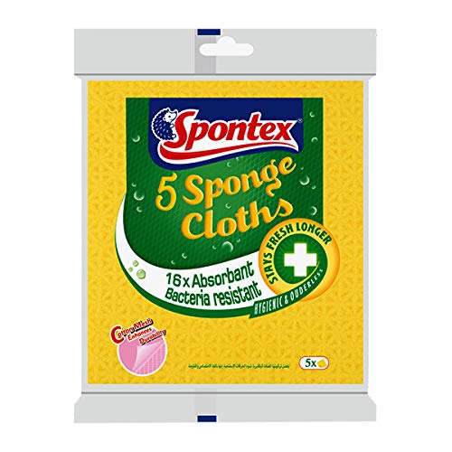 Spontex Sponge Wipe, Cellulose Sponge Anti-Bacterial Protection - Mop Premium Pack of 5, for Kitchen, Table Tops and Furniture Multipurpose Multicolour (B0CSP6W2TC) Amazon Price History, Amazon Price Tracker