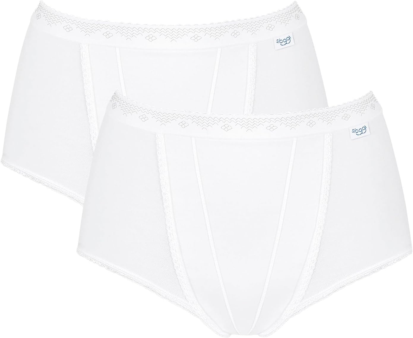 Sloggi 2 Pack Control Maxi High Waisted Cotton Underwear For Women or Lady White Cheeky Ladies Panties Briefs Knickers Pants