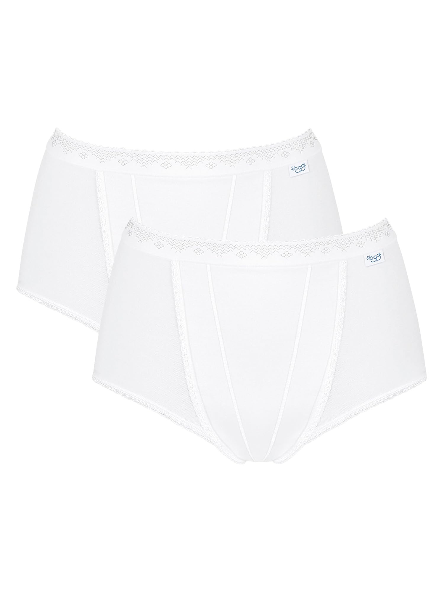 Sloggi 2 Pack Control Maxi High Waisted Cotton Underwear For Women or Lady White Cheeky Ladies Panties Briefs Knickers Pants