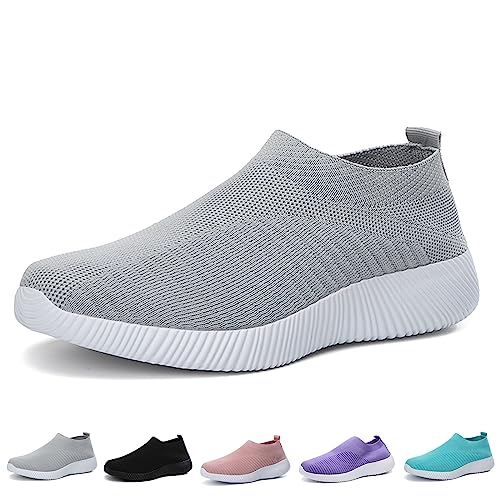Boxpopla Women's Knit Slip-on Walking Shoes Lightweight Soft Comfortable Sports Sock Shoe Breathable Casual Running Sneakers