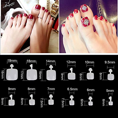 FLOFIA 600pz Unghie Finte Piedi 12 Misure Unghie