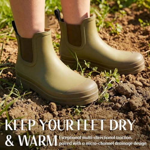 Image of Furuian Women's Ankle Rain Boots Waterproof Chelsea Rain Boots Rubber Boots Women Short Garden Boots Anti Slip Outdoor Lightweight Work Booties