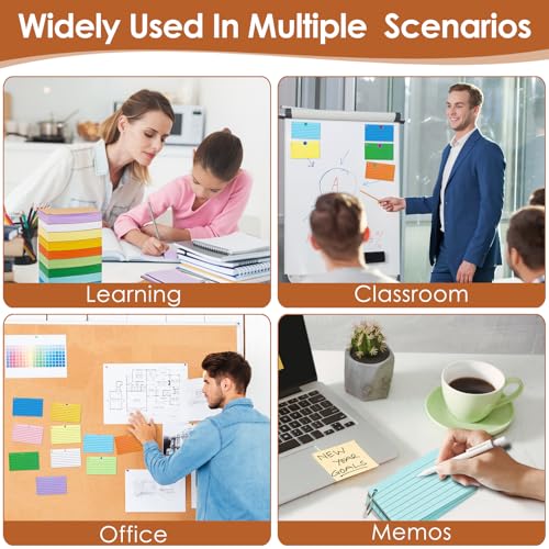 2000 peças de cartões de índice pautados coloridos com anéis de 7 x 12 cm para estudar escritório, c