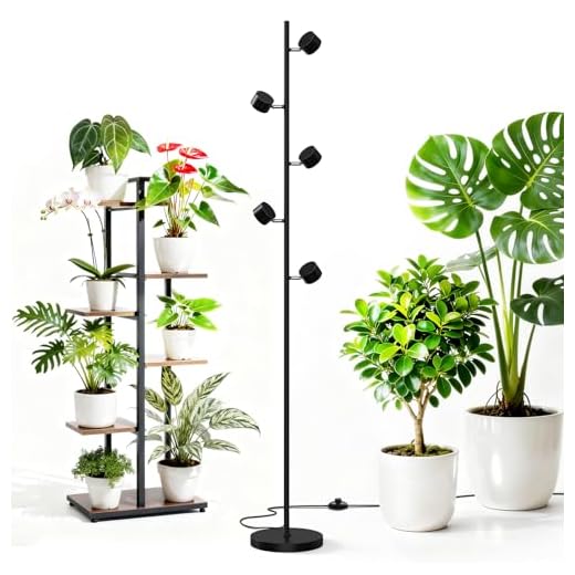 Barrina T1X5 Floor Grow Lights for Indoor Plants, 50W, 5000K, Full Spectrum, Adjustable 5 Heads, High PPFD, 6FT with Foot Switch, Vertical Plant Lights for Growing, Standing Grow Lights for Tall Plant
