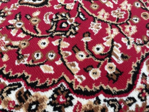 Image of TTC THREAD & TEXTURE CARPET Traditional Comfort: Power-Loomed Carpets for Living Room- Every Space Area Rug Color Red Size 4x5.5 Feet (110x173cm)
