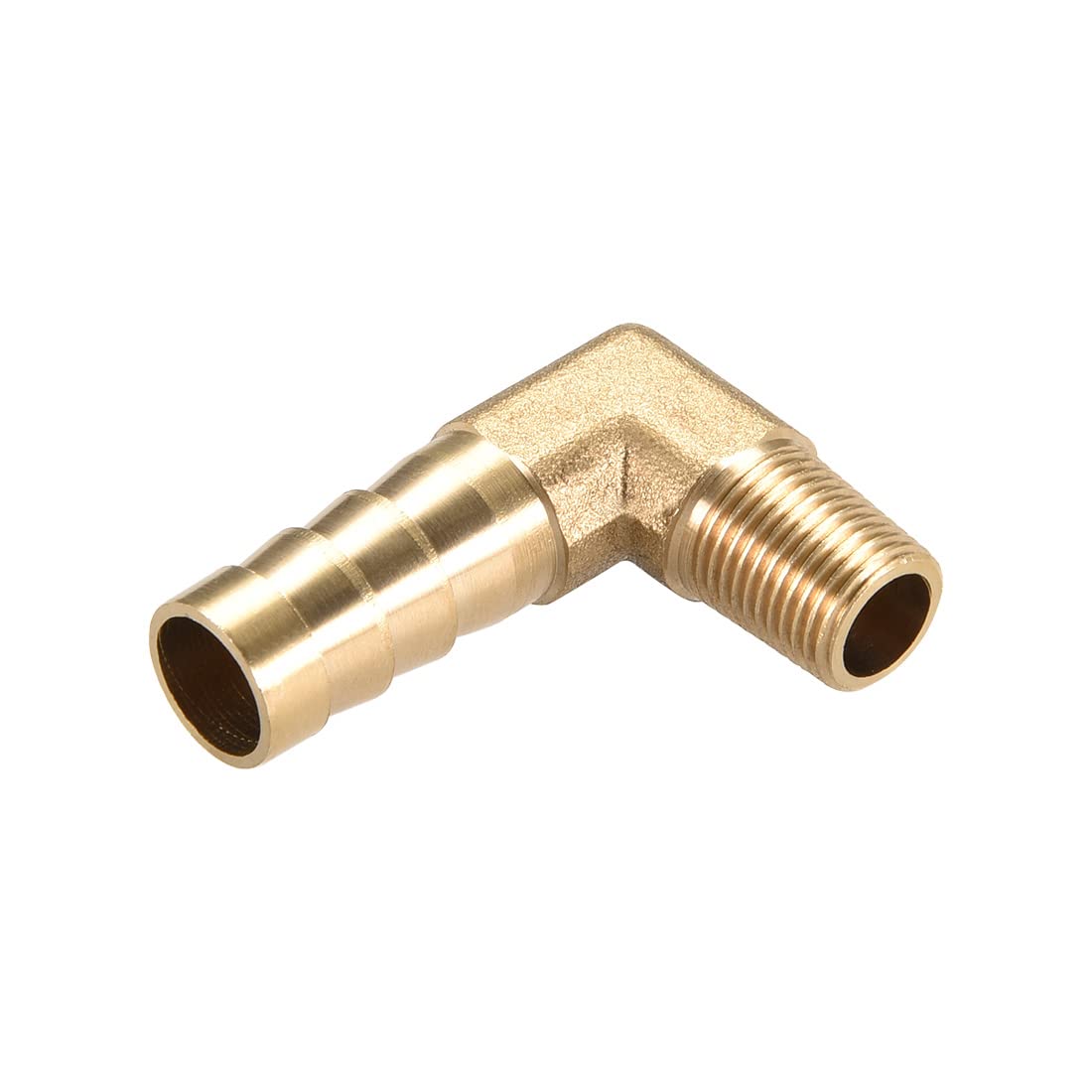 M METERXITY Brass Hose Barb Fittings - 90 Degree Elbow Brass 10mm Barbed Reducer Apply to Water Fuel (1/8 PT Male Pipe)