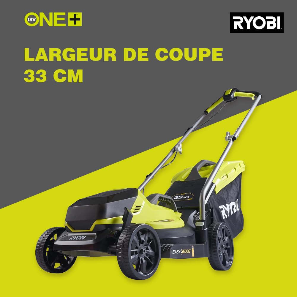 RYOBI Tondeuse sans Fil 18V One+ OLM1833B 33cm Bac 35L 5 Réglages Hauteur