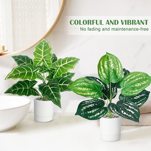 2 Stück Kunstpflanze Wie Echt, Künstliche Pflanzen im Topf Zimmerpflanzen, 35cm Kunstpflanzen Dekopflanze Fake Plant Plastik Pflanze für Badezimmer Büro Küche Badezimmer Dekoration – Bild 5