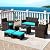 Tangkula 6 Pieces Patio Furniture Set, Outdoor Sectional Conversation PE Rattan Sofa Set with 1 Loveseat, 1 Coffee Table, 2 Armchairs and 2 Ottomans for Garden, Deck, Backyard and Poolside (Turquoise)