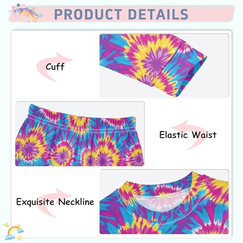 ALAZA Funny Tie Dye Colored Pajamas Long Sleeve Sleepwear 2-Piece Pajama Set4