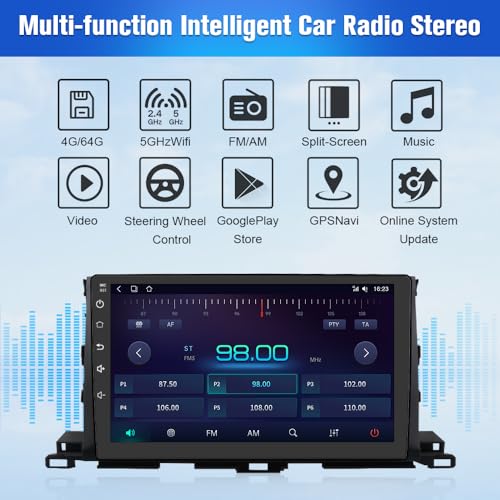 Image of Car Radio Stereo for Toyota Highlander 2014-2019 Built in Carplay /Android Auto,Android Head Unit 4G RAM 64GROM with WiFi GPS Navigation BT DSP 48-EQ SWC AM /FM Radio (No Backup Camera)