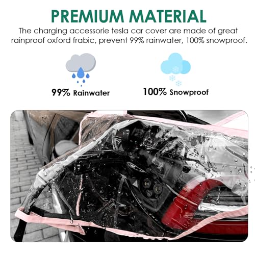 Image of Charger Rainproof Cover Compatible with Tesla Model Y 3 X S Cybertruck Charging Port Outdoor Cover Exterior Accessories All Weather Protection Decal Rain Snow Sun Covers with Magnetic (Pink)