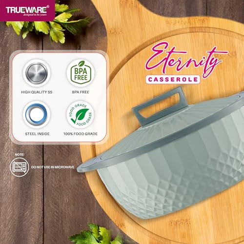 Image of Trueware Eternity Inner Steel Insulated 1500ML Thermoware Casserole | BPA Free | Odour Proof | Food Grade | Easy to Carry | Serving | Curd Maker | Hot Pot (Green)