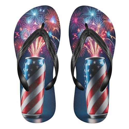 STAYTOP American Flag Style Beer Can Flip Flops Sandals of Men's & Women's,Sandals Beach Slippers Shower Slides