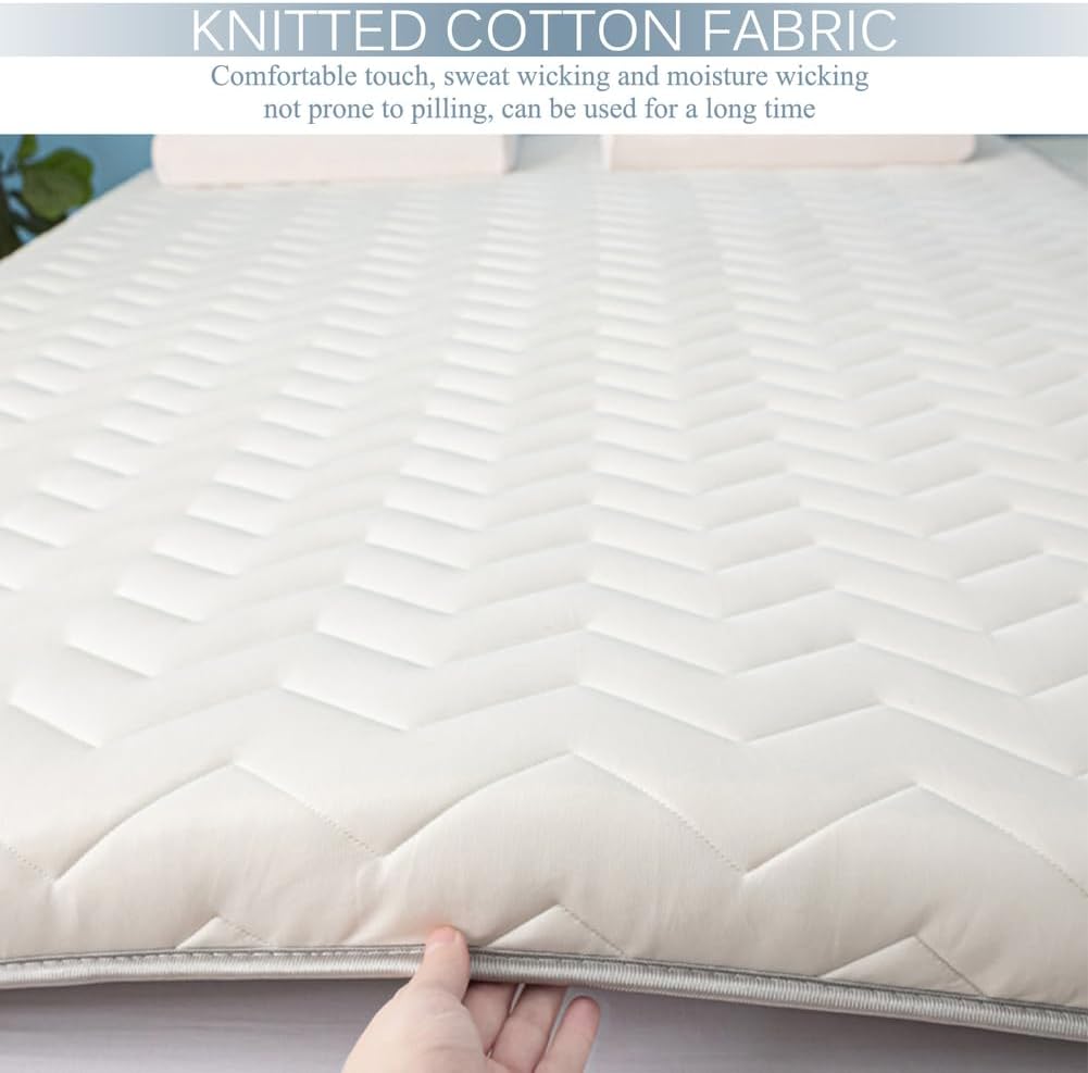 White/5cm,130x200cm, Floor Futon Mattress Topper Thicken 5Cm/8Cm Japanese Futon Mattress Pad Breathable Comfortable Foldable Camping Mattress Tatami Mat Sleeping Pad for Dormitories