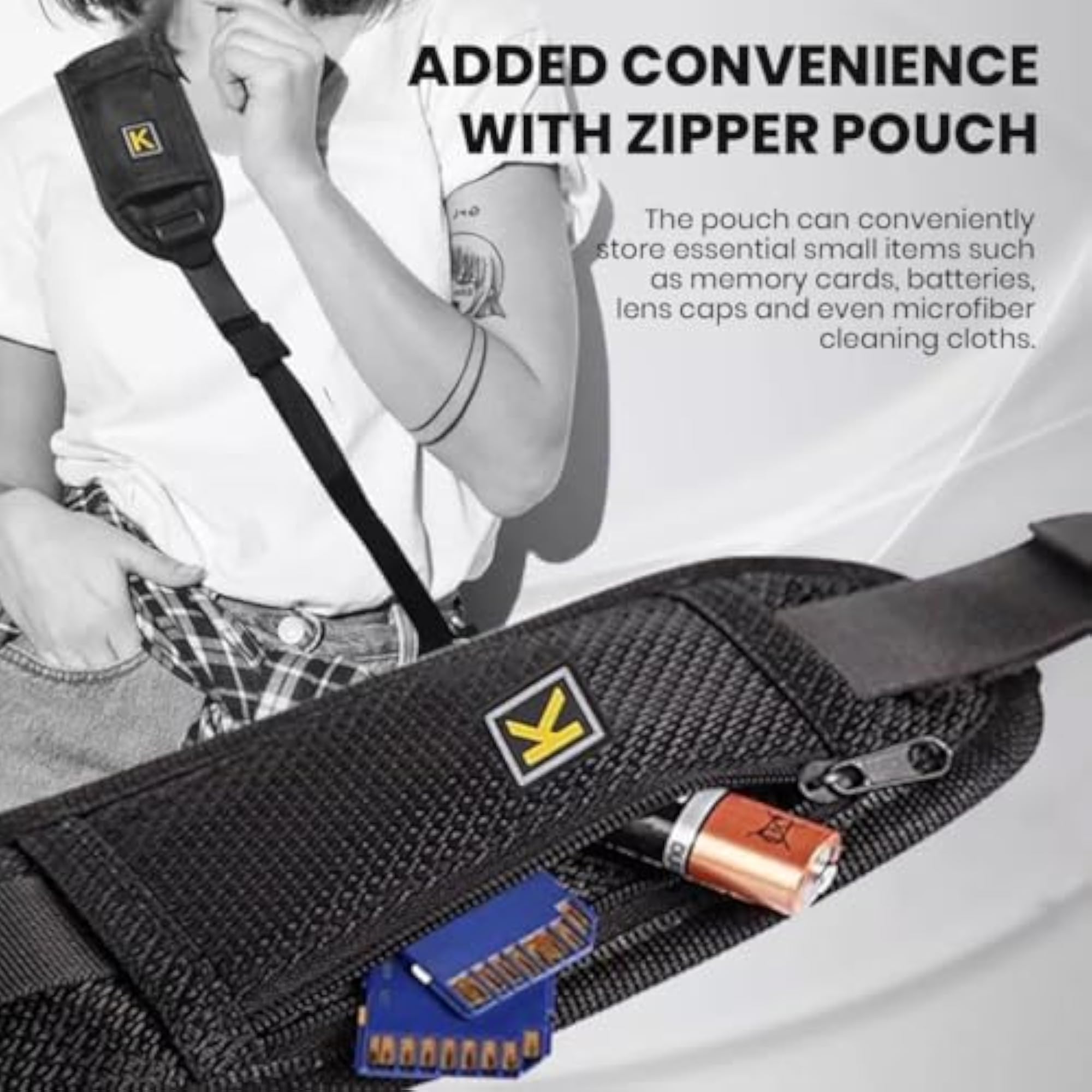 Camera Shoulder Strap with Pockets, Adjustable