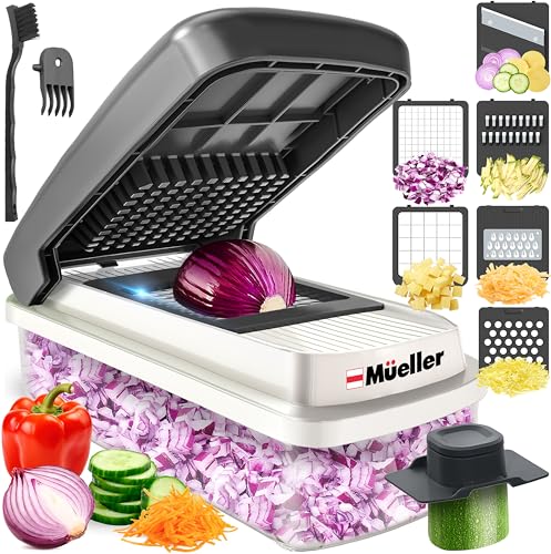 Comparison: Best Grater For Vegetables 3 Mueller Vegetable Chopper Mandoline Slicer, Food Veggie Chopper, Cheese Grater, Onion Vegetable Cutter with Container, Dicer, Kitchen Gadgets & Essentials, White Sand/Grey