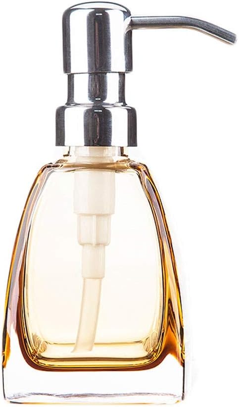 Lotion Dispenser Pump Bathroom Kitchen Clear Crystal Glass Countertop Liquid Containers Liquid Bottle 14.87cm for Kitchen Bathroom (Color : Black) (Yellow)