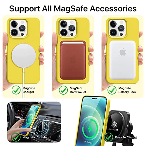 Coque iPhone 14 Pro jaune silicone compatible charge rapide MagSafe - 2