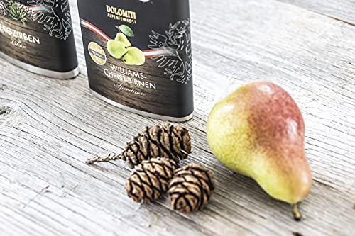 DOLOMITI Williams-Christ-Birne Schnaps Flachmann - Williams-Christ-Birne Premium Spirituose 35% vol. - Ideal auch als Geschenk - 0.2 Liter