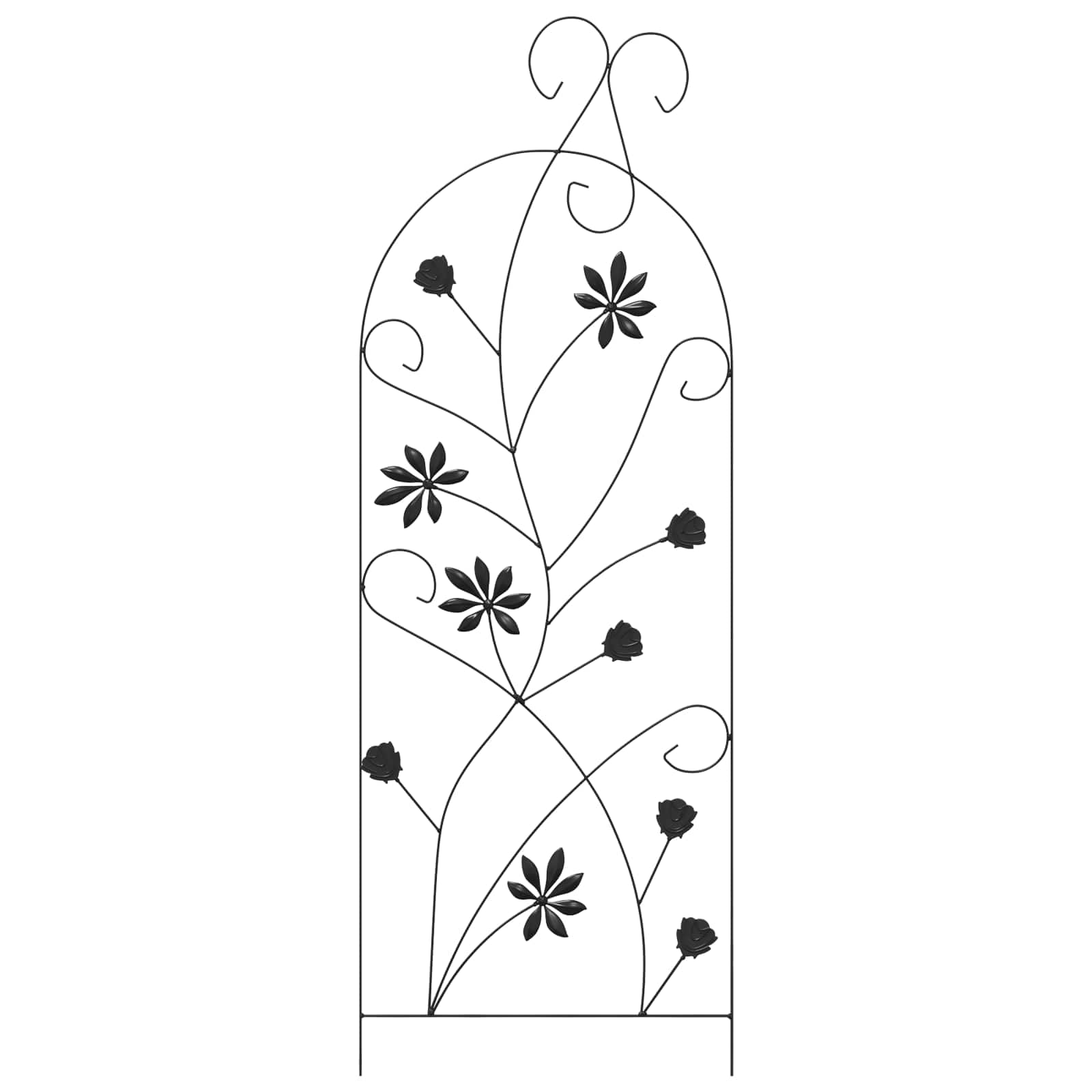 Ogrodzenie ogrodowe z zamkiem, czarne ogrodzenie ze stali dla roślin pnących, dekoracyjne obramowanie rabatki do ogrodu i na taras, 112 x 39,5 cm