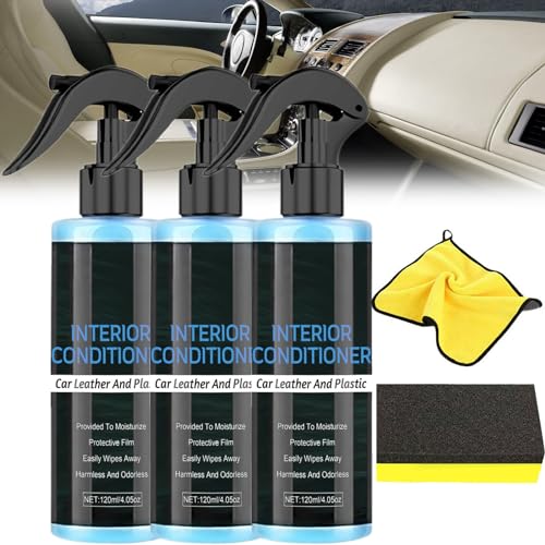 LPFKYT Leather Conditioner Refinishing Spray & Cleaner, Leather Conditioner Refinishing Cleaner, Car Interior Repair Spray, Car Interior Foam Refinisher Cleaner (3Pcs)