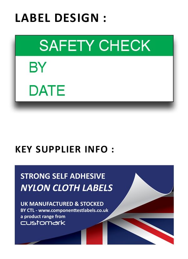 Safety Check - Vinyl/Nylon Cloth 38mm x 15mm Labels Stickers - Price per Pack of 140 Labels (P/NO. 7824025AMZ) - Image 2
