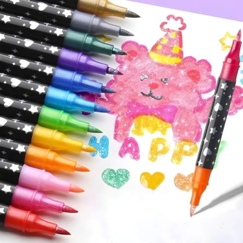 Kit 72 Canetas Coloridas Dupla Ponta com Glitter – Marcadores Art...