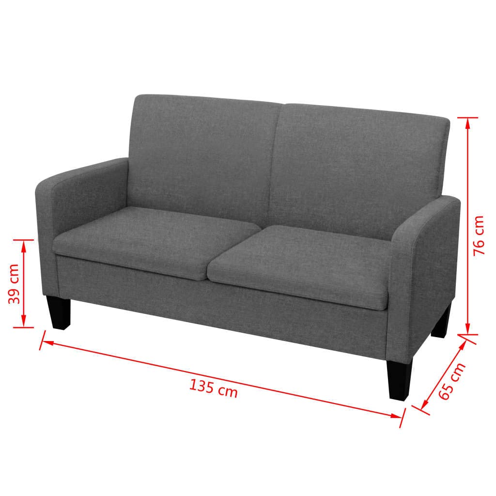 vidaXL Divano 2 Posti 135x65x76 cm Grigio Scuro Sofà Divanetto Letto Poltrona