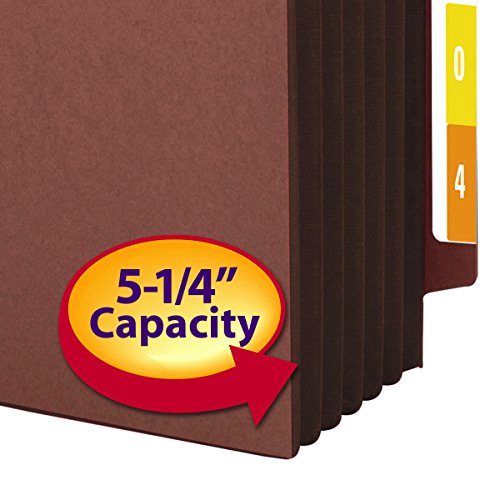 Smead-End-Tab-File-Pocket-Reinforced-Straight-Cut-Tab-5-14-Expansion-Extra-Wide-Letter-Size-Redrope-with-Dark-Brown-Gusset-10-per-Box-73691