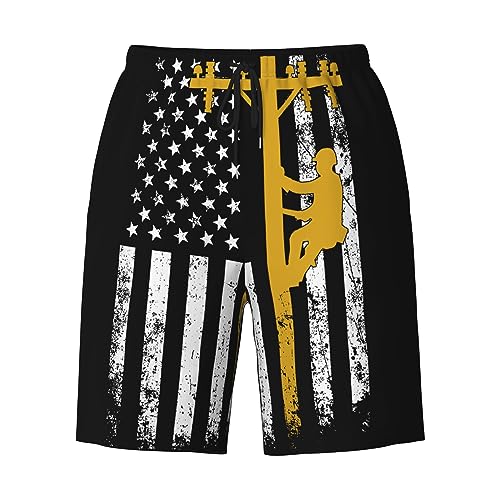 Yellow Lineman Mens Swim Trunks Quick Dry Swim Shorts Swimwear Bathing Suits with Pockets 7