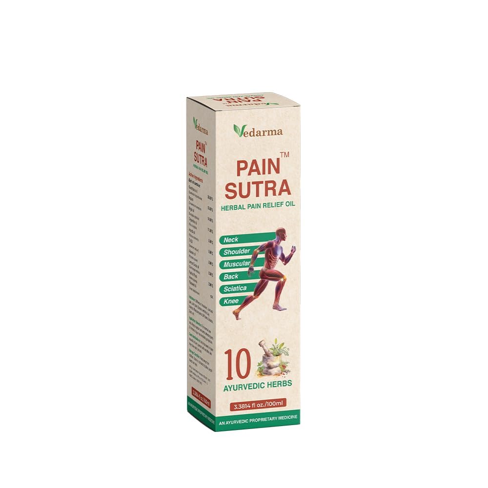 Vedarma Pain Sutra Herbal Pain Relief Oil 100 ml For Knee Pain, Joints & Arthritis Pain, Natural Therapy For Quick & Long Lasting Relief (B0CN4CQ7F7) Amazon Price History, Amazon Price Tracker