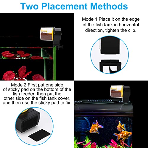 QUUREN Automatic Fish Feeder Smart Timer Fish Feeder Automatic Dispenser with 210ML and 100ML Fish Food Dispenser Box Moisture-Proof Automatic Fish Feeder for Aquarium or Small Fish Turtle Tank - Image 3