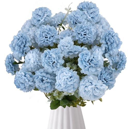 Minnhua 3 Piezas Hortensia Artificial, Seda Flores Artificiales Decoracion, Flores Preservadas, Flores Secas Decoracion para Decoración de Fiestas en el Jardín del Hogar Decoracion Hogar (Azul)
