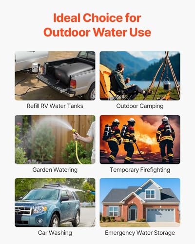 Image of VEVOR Water Storage Bladder, 87.2 Gal Collapsible Water Storage Bag, Wear-Resistant 1000D PVC Soft Waters Bag, Leakproof Camping Tank Containers for Garden Irrigation RV Emergency Use, Black